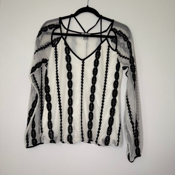VENUS Embroidered Sheer Blouse – Size‎ XS – Long Sleeve – Nylon/Polyester - Picture 1 of 6
